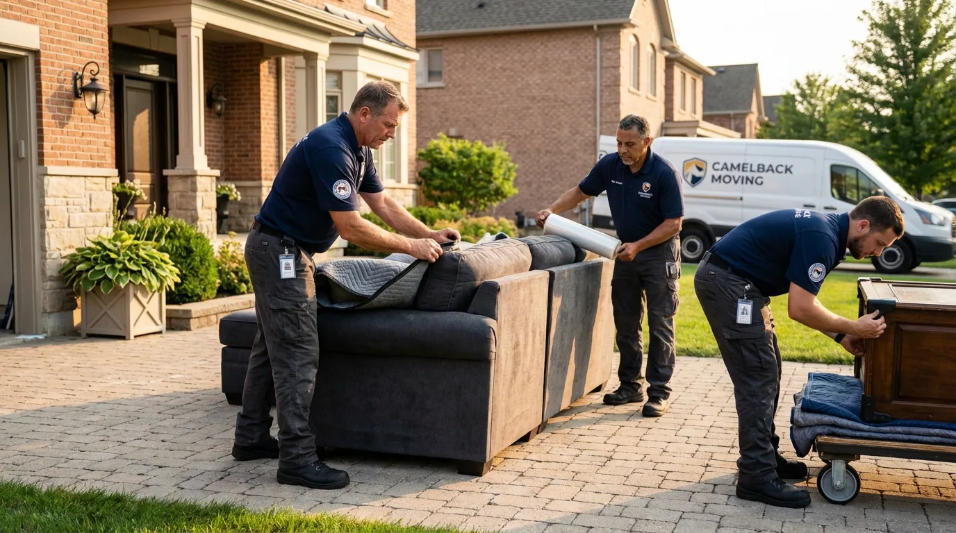 Large estate moving crew wrapping furniture in Saint Jo, TX